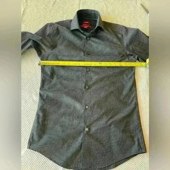 ✨Kenneth Cole AWEARNESS non-iron slim fit shirt gray and black - Picture 5 of 7